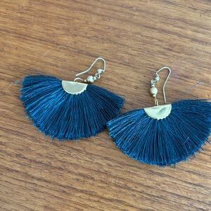 Elegant Blue Tassel Earrings Gold plated.